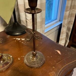 Elegant Brown Dragonfly Candle Holder